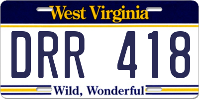 WV license plate DRR418