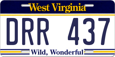 WV license plate DRR437