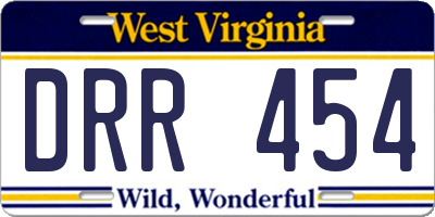 WV license plate DRR454