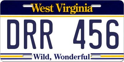 WV license plate DRR456