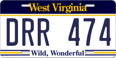 WV license plate DRR474