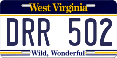 WV license plate DRR502