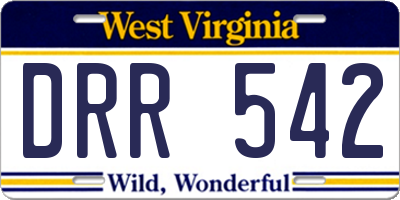 WV license plate DRR542
