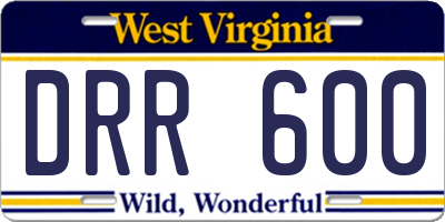 WV license plate DRR600