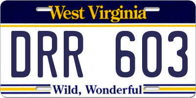 WV license plate DRR603