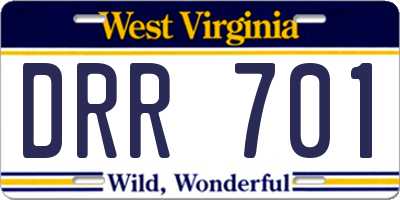 WV license plate DRR701