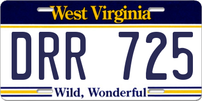 WV license plate DRR725