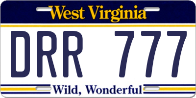 WV license plate DRR777