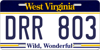 WV license plate DRR803