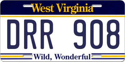 WV license plate DRR908