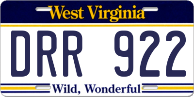 WV license plate DRR922