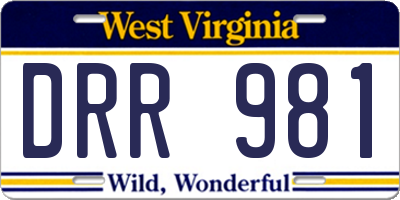 WV license plate DRR981