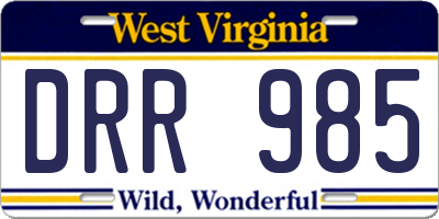 WV license plate DRR985