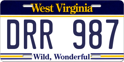 WV license plate DRR987