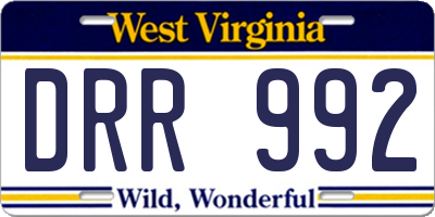 WV license plate DRR992