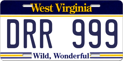 WV license plate DRR999