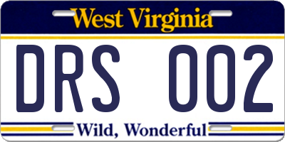 WV license plate DRS002