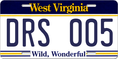 WV license plate DRS005
