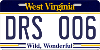 WV license plate DRS006