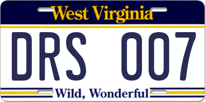 WV license plate DRS007
