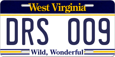 WV license plate DRS009