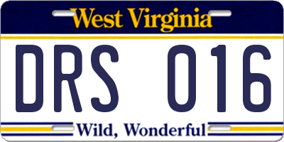 WV license plate DRS016