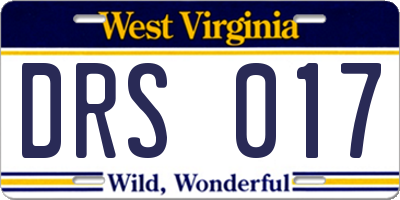 WV license plate DRS017