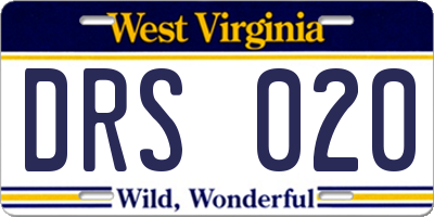 WV license plate DRS020