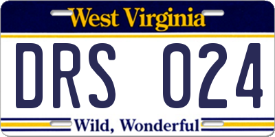 WV license plate DRS024