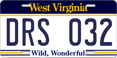WV license plate DRS032