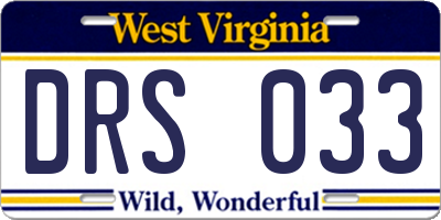 WV license plate DRS033