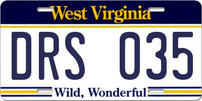 WV license plate DRS035