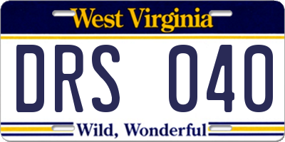 WV license plate DRS040