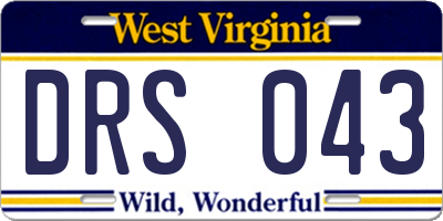 WV license plate DRS043