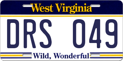 WV license plate DRS049