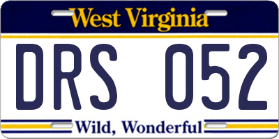 WV license plate DRS052