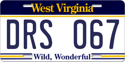 WV license plate DRS067