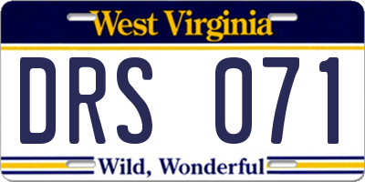 WV license plate DRS071