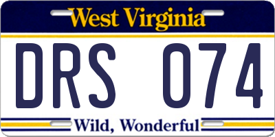WV license plate DRS074