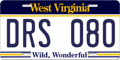 WV license plate DRS080