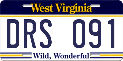 WV license plate DRS091