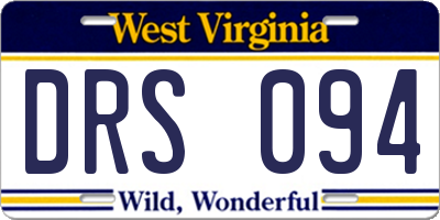 WV license plate DRS094