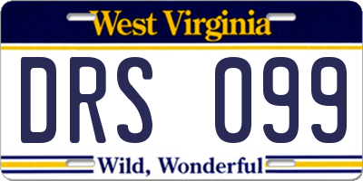 WV license plate DRS099