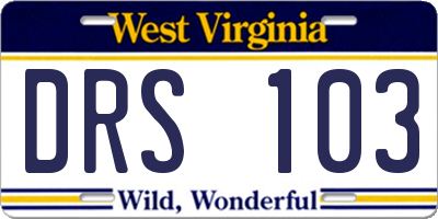 WV license plate DRS103