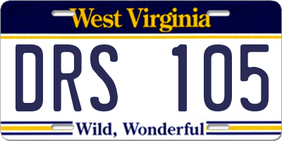 WV license plate DRS105