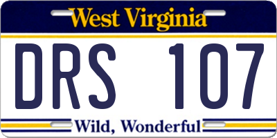 WV license plate DRS107
