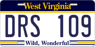WV license plate DRS109