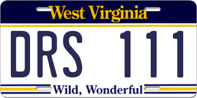WV license plate DRS111