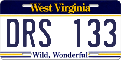 WV license plate DRS133