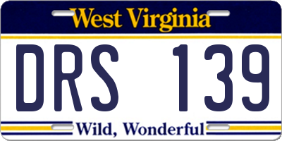 WV license plate DRS139